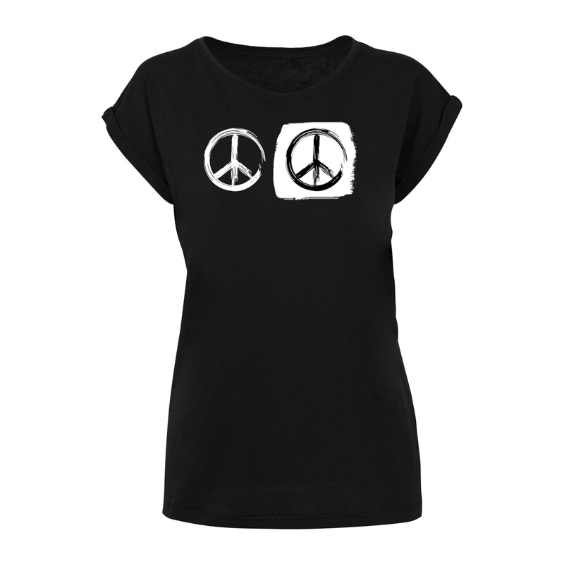 Merchcode Tričko Peace - Double Peace Black Extended Shoulder