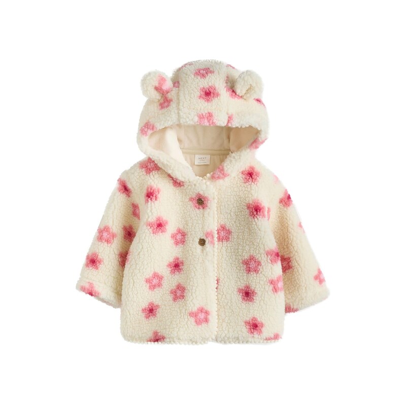 Next Fleecová mikina krémová / pink