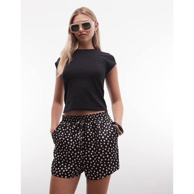 ASOS DESIGN satin shorts in polka dot-Multi
