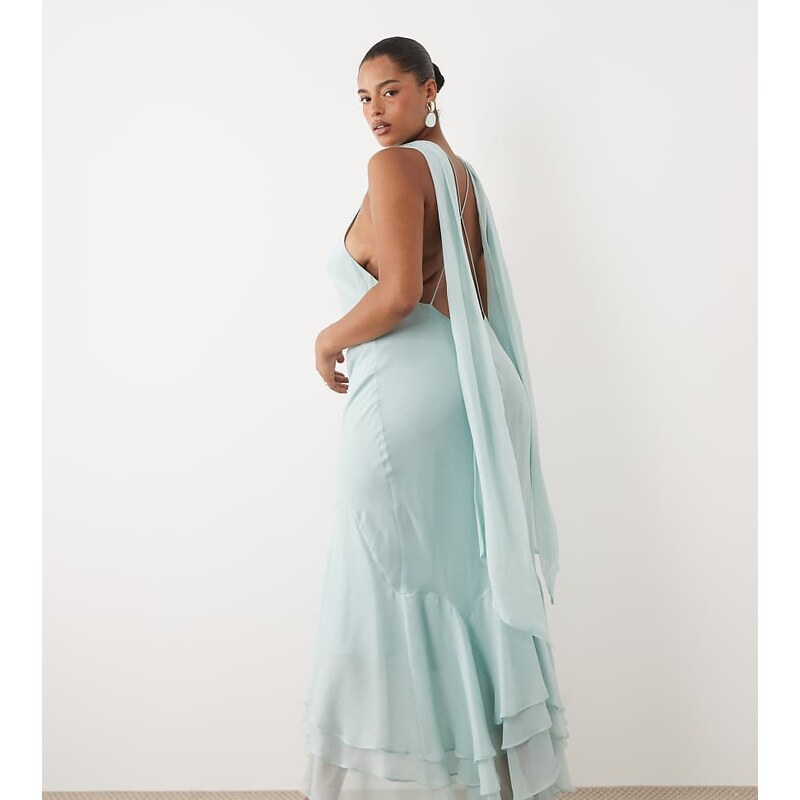 ASOS Curve ASOS DESIGN Curve halter maxi dress with scarf detail