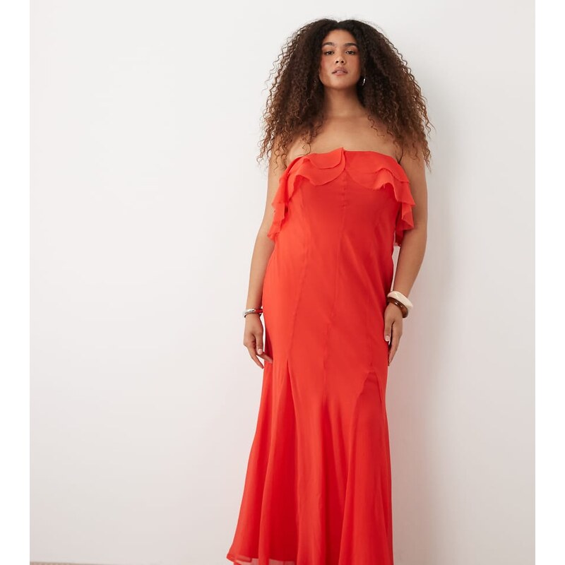 ASOS Curve ASOS DESIGN Curve bandeau maxi dress with godet hem