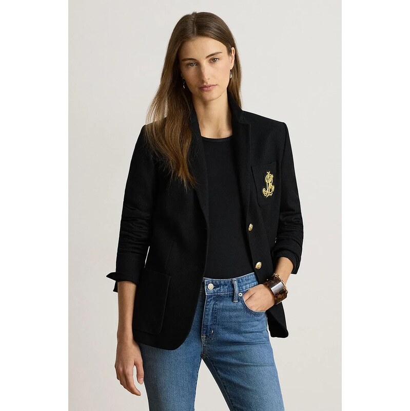 Lauren Ralph Lauren jednořadé sako dámské bavlněné s elastanem
