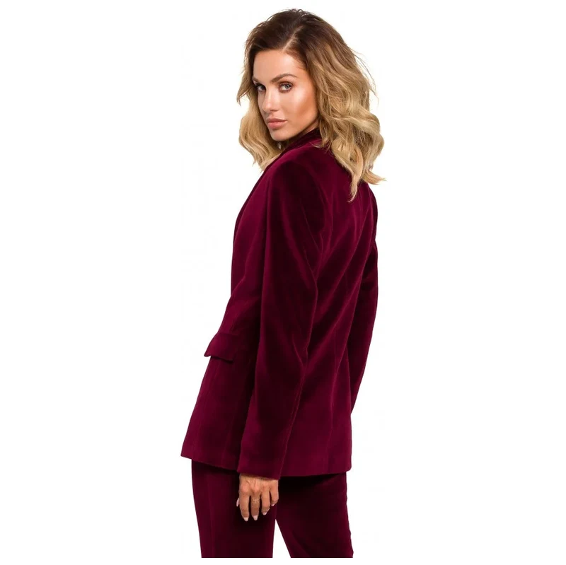model 21874794 Sametové sako s jedním knoflíkem vínové - Moe