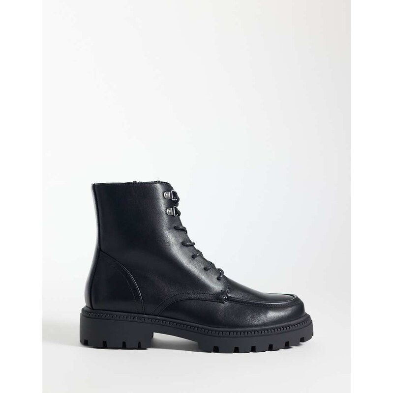 ASOS DESIGN lace up boots with hiker detailing in black
