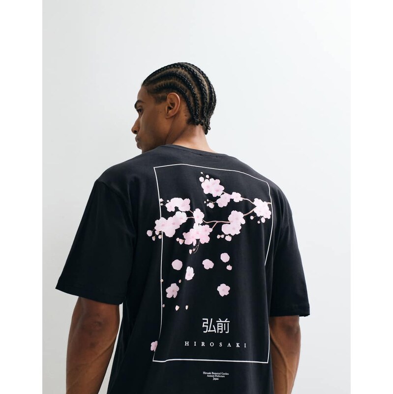 ONLY & SONS relaxed fit t-shirt with cherry blossom back print