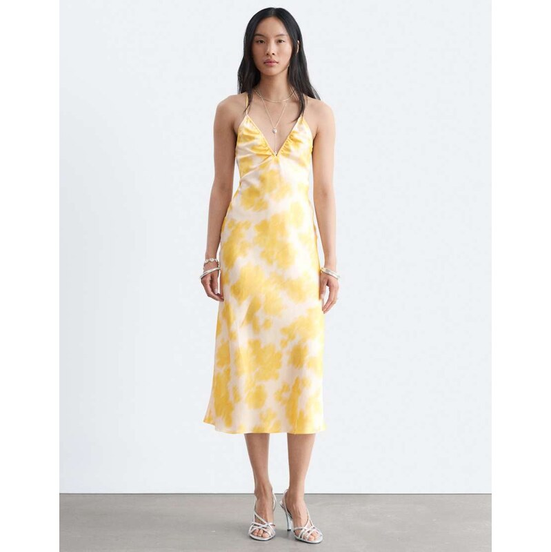 & Other Stories halterneck midi dress in yellow floral