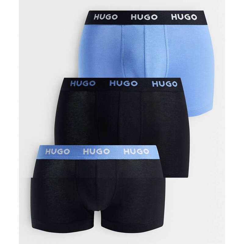HUGO Red 3-pack trunks in black and blue