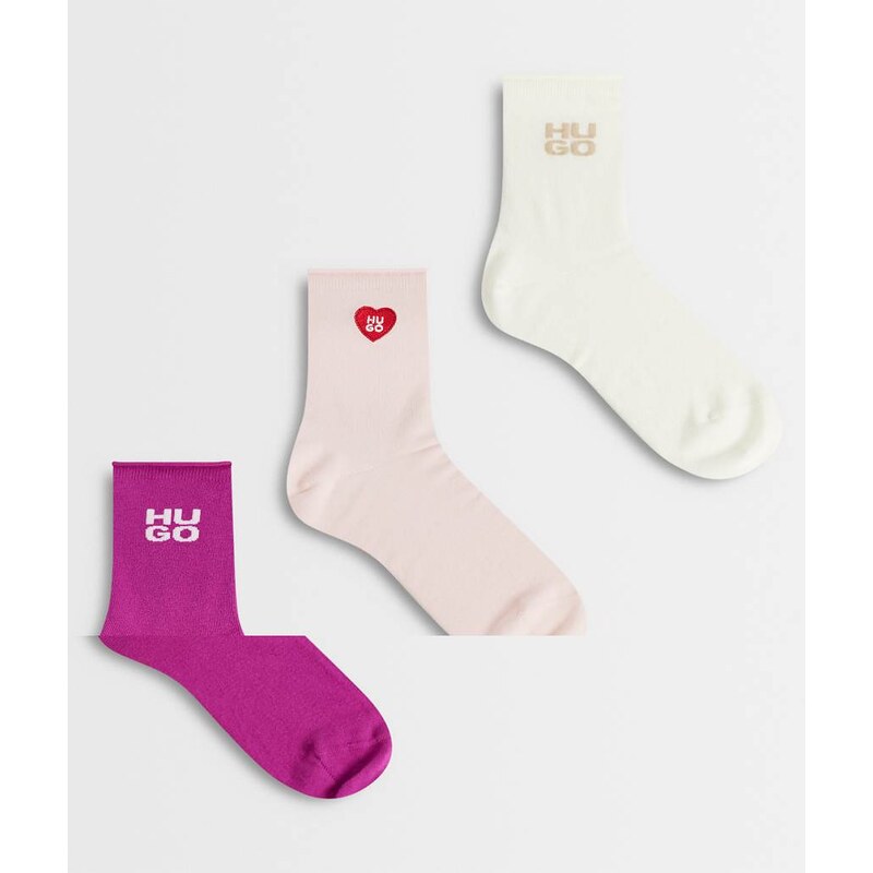HUGO Red 3-pack socks with logo in multi