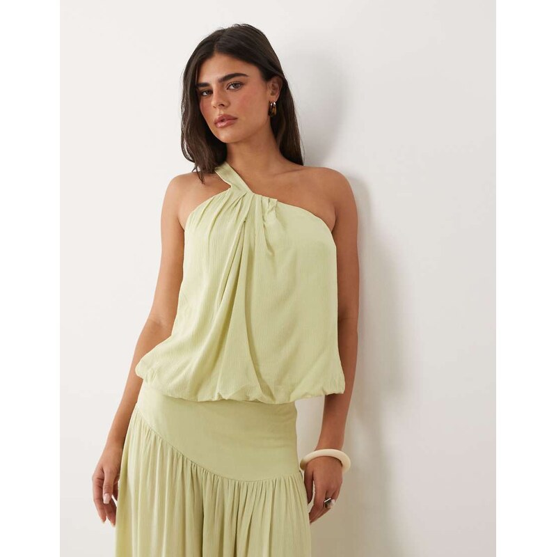 Motel nox one shoulder top co-ord in pistachio green