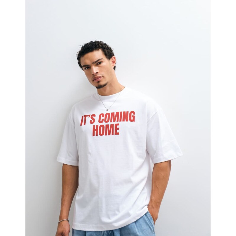 ASOS DESIGN oversized t-shirt with coming home football slogan
