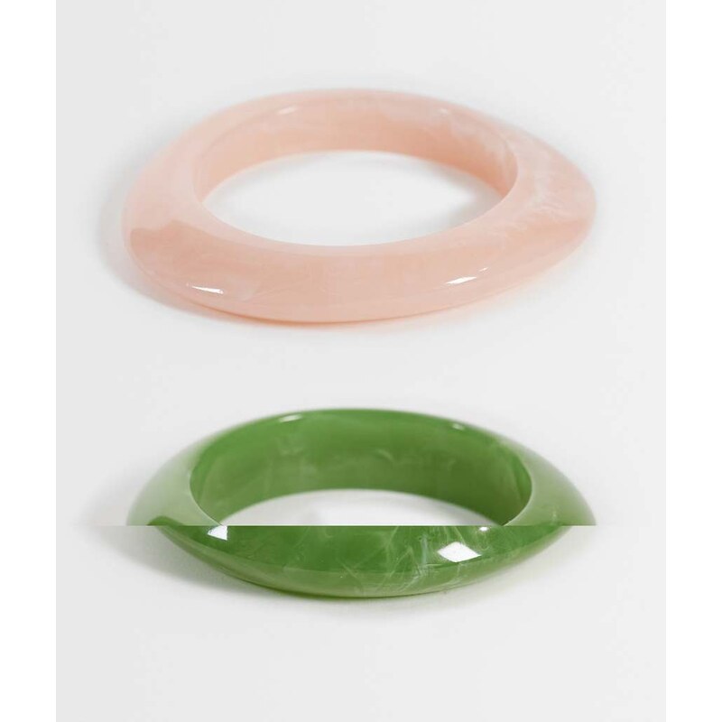 Accessorize 2 pack thin resin bangles in pastels-Multi