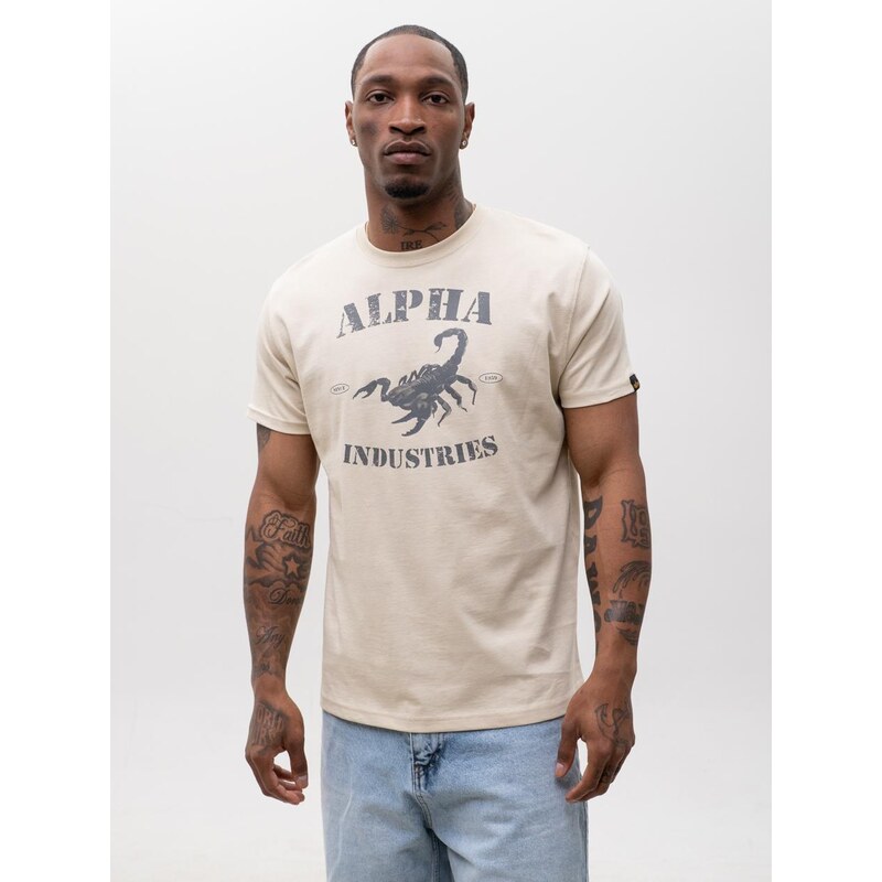Pánské tričko s krátkým rukávem světle béžové Alpha Industries