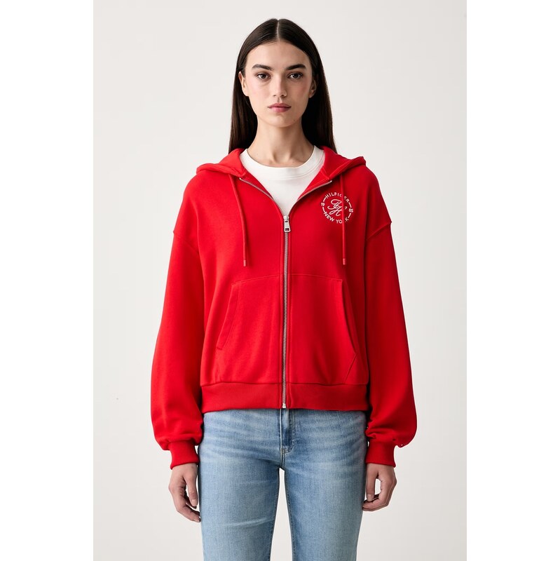 Tommy Hilfiger rozepínací mikina s kapucí dámská bavlněná