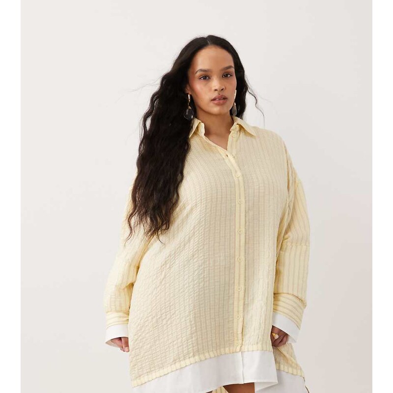 ASOS Curve ASOS DESIGN Curve oversized double layered shirt mini