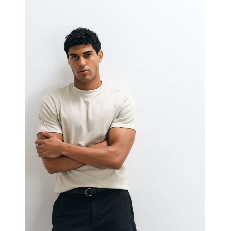 ASOS DESIGN heavyweight regular fit t-shirt in stone-Neutral