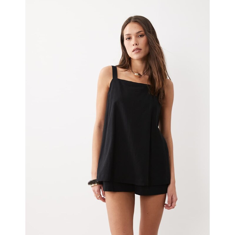 ASOS DESIGN cami short playsuit in black