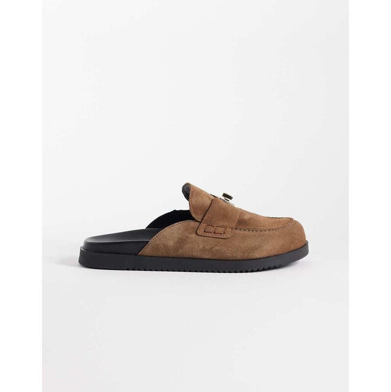 Steve Madden Megg slip on loafer in taupe suede-Brown