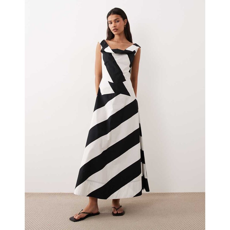 ASOS DESIGN heavy poplin maxi dress with draped neckline in