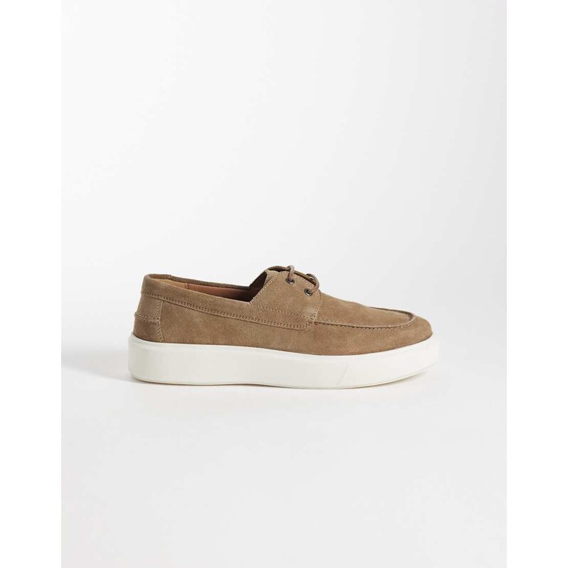 ASOS DESIGN lace up shoes in mink suede with white cupsole