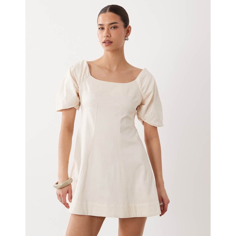 ASOS DESIGN square neck structured cotton mini dress with back