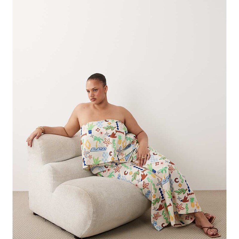 ASOS Curve ASOS DESIGN Curve bandeau double layer jumpsuit in