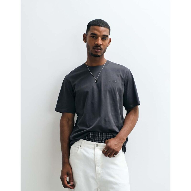 Jack & Jones script chest logo in charcoal-Grey