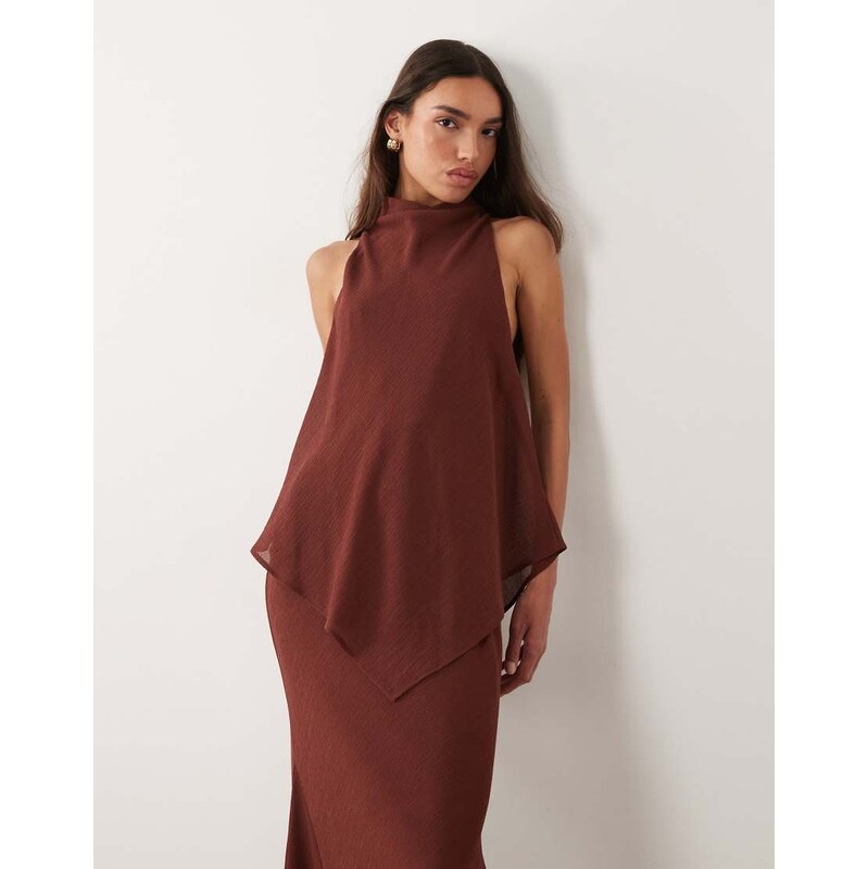 ASOS DESIGN chiffon high neck double layer maxi dress in