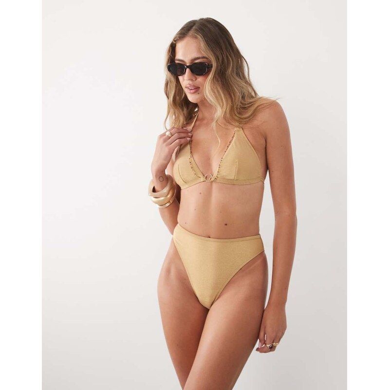 Cupshe high waisted bikini bottom in gold