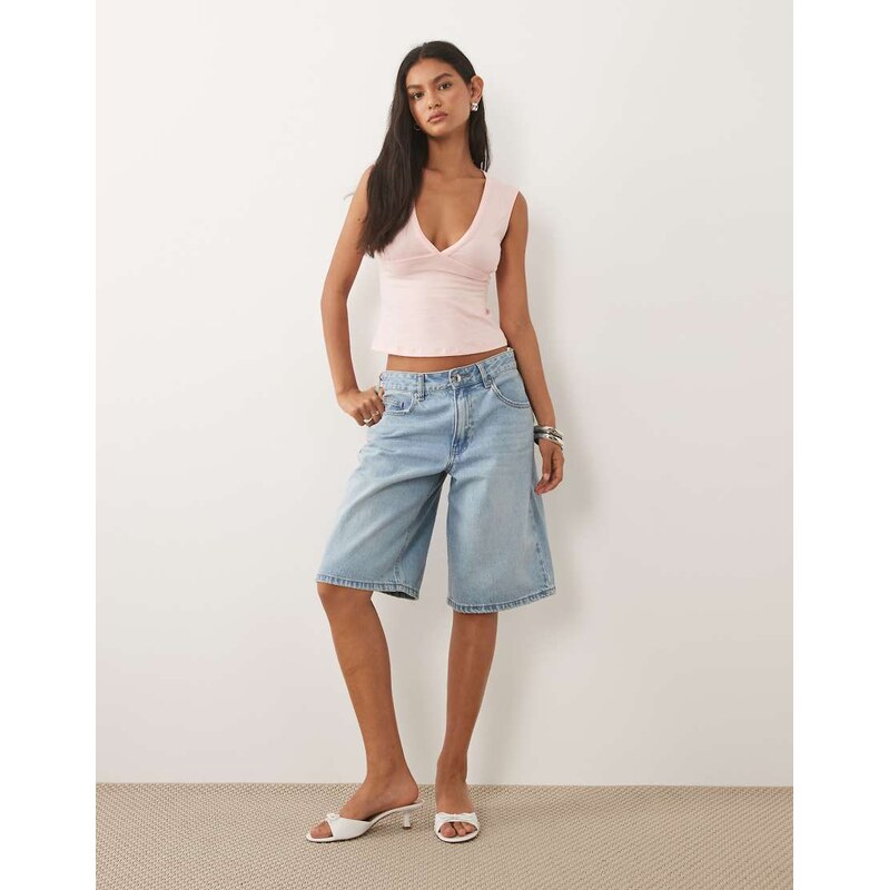 Motel emberly plunge top in pale pink