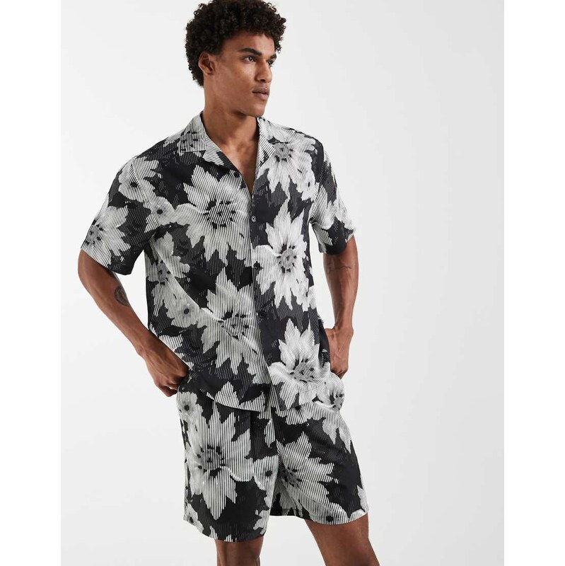 ASOS DESIGN co-ord relaxed revere shirt with floral print in