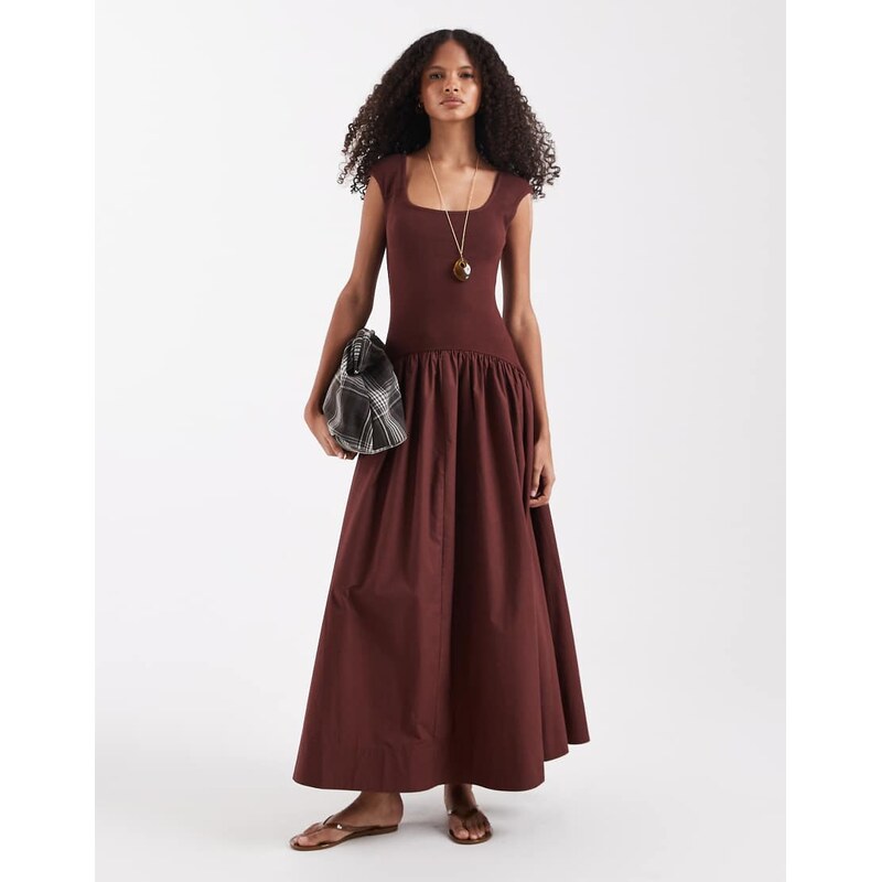 ASOS DESIGN sleeveless scoop neck hybrid maxi dress in warm