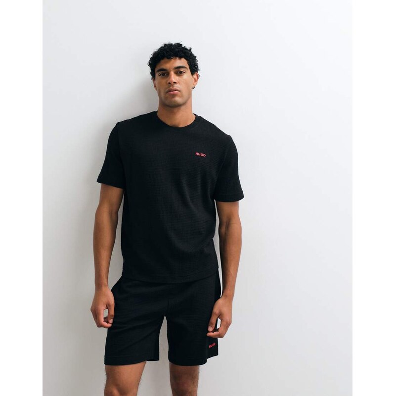 HUGO Red Austin lounge wear co-ord waffle t-shirt in black