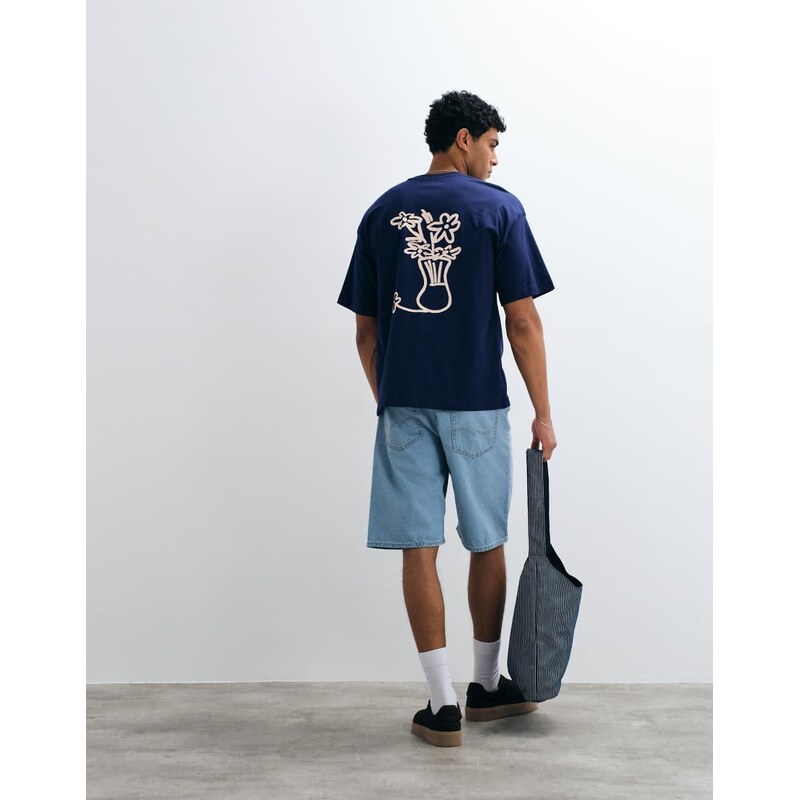 Selected relaxed fit t-shirt with pink abstract vase backprint