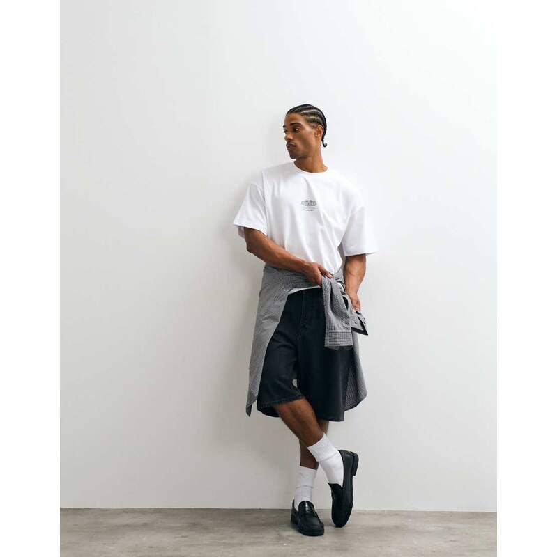 Jack & Jones oversized backprint script t-shirt in white