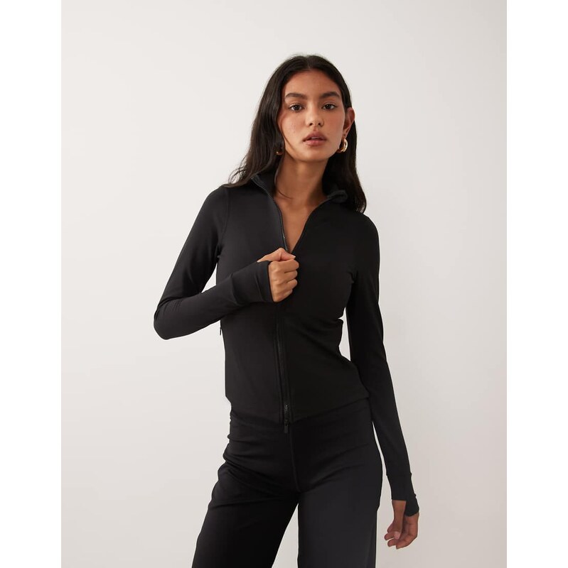 Cotton On ultra soft zip through jacket in black