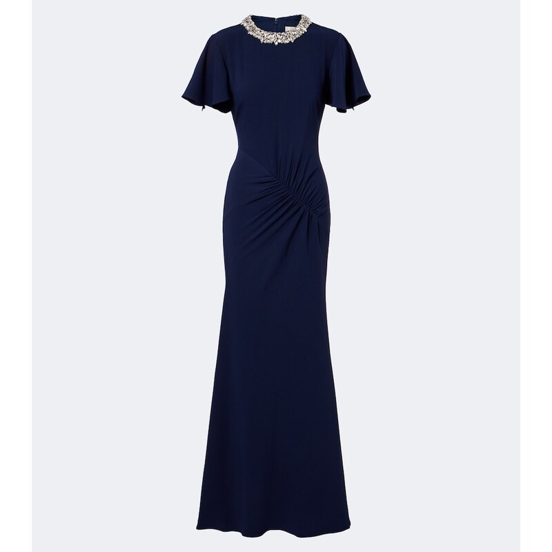 Roland Mouret Crystal-embellished gathered gown