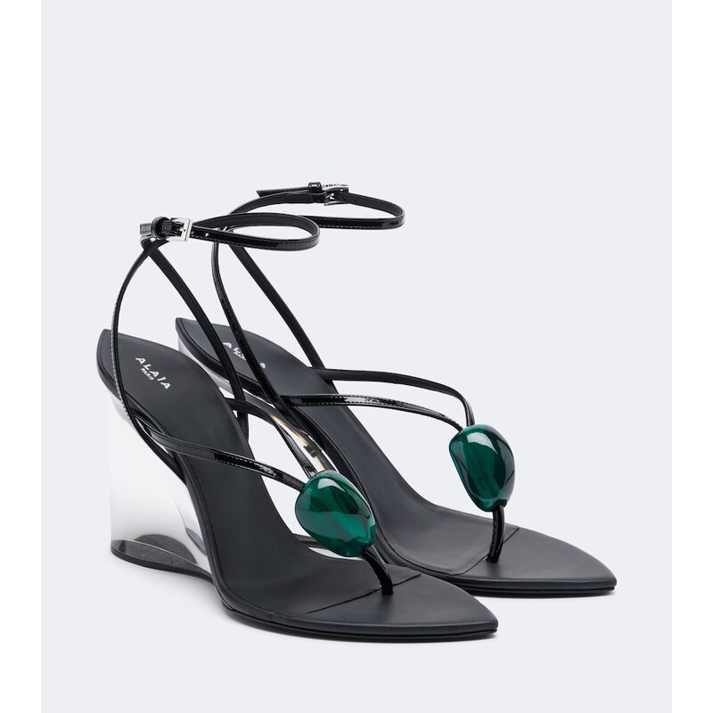 Alaia AlaÃ¯a Invisible leather wedge thong sandals