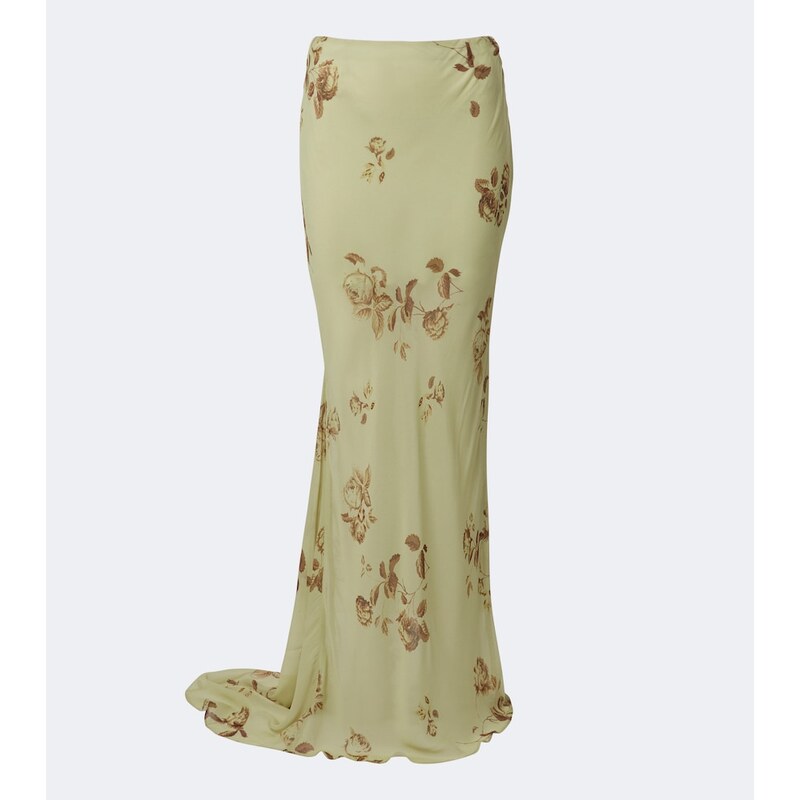De La Vali Diosa floral georgette maxi skirt