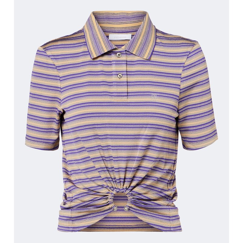 Rabanne Cutout gathered striped crÃªpe top