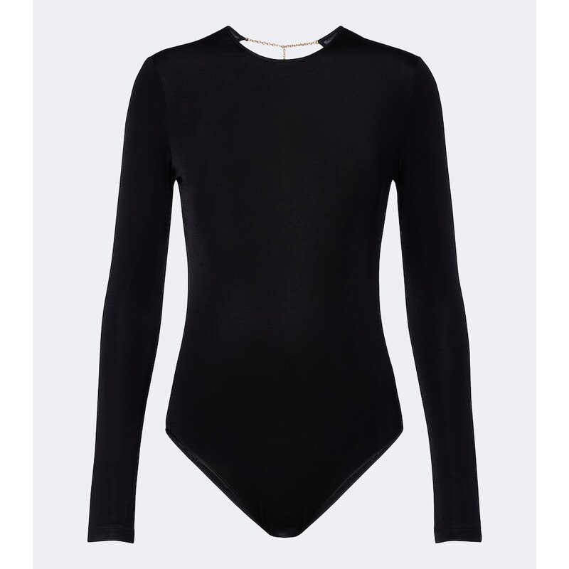 Saint Laurent open-back jersey bodysuit v barvě černá