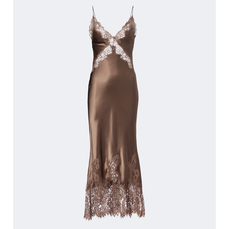 Rebecca Vallance Ellen lace-trimmed silk slip dress