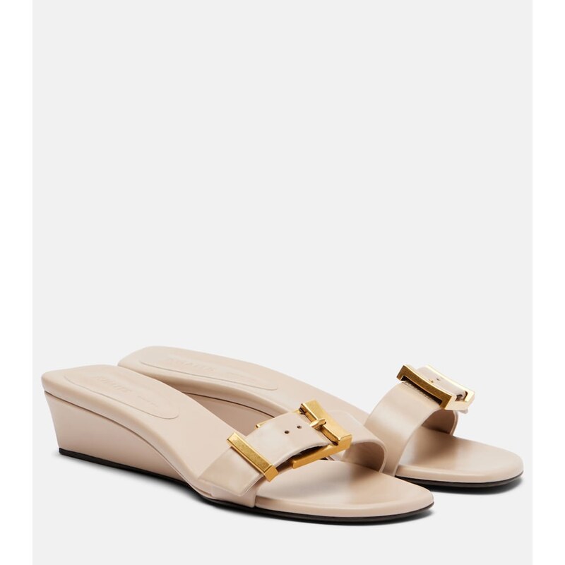Khaite Manhattan leather wedge mules