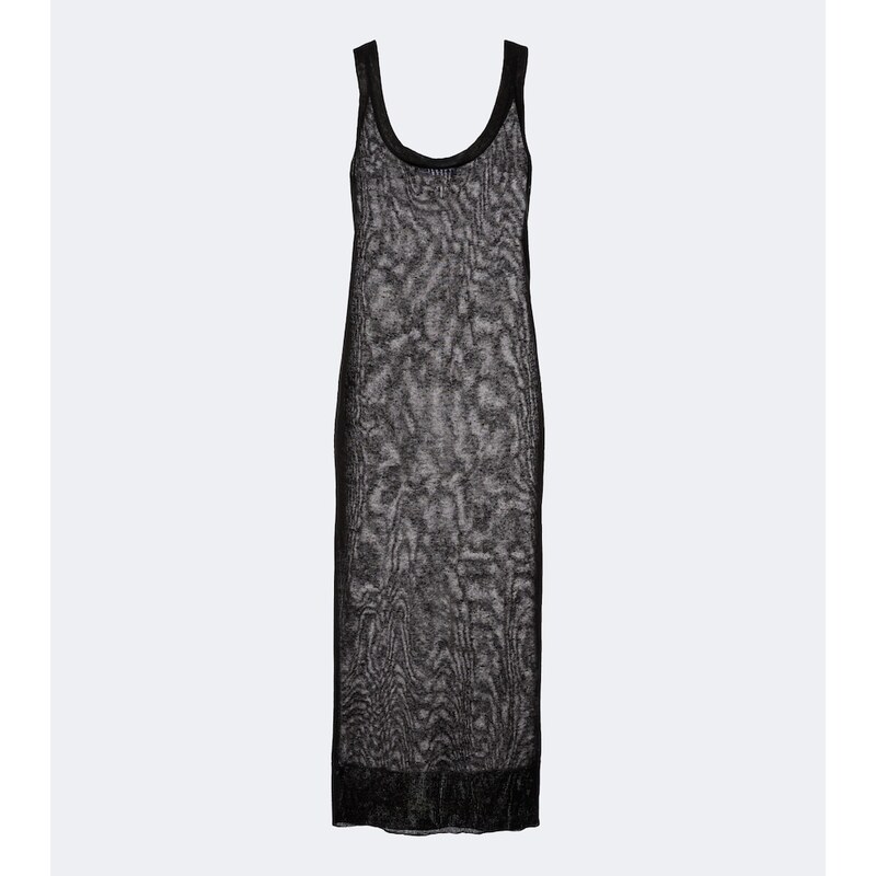 Alaia AlaÃ¯a Semi-sheer linen and silk midi dress
