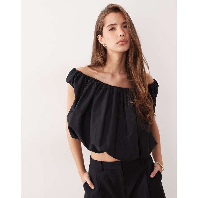 ASOS DESIGN off shoulder bubble top in black