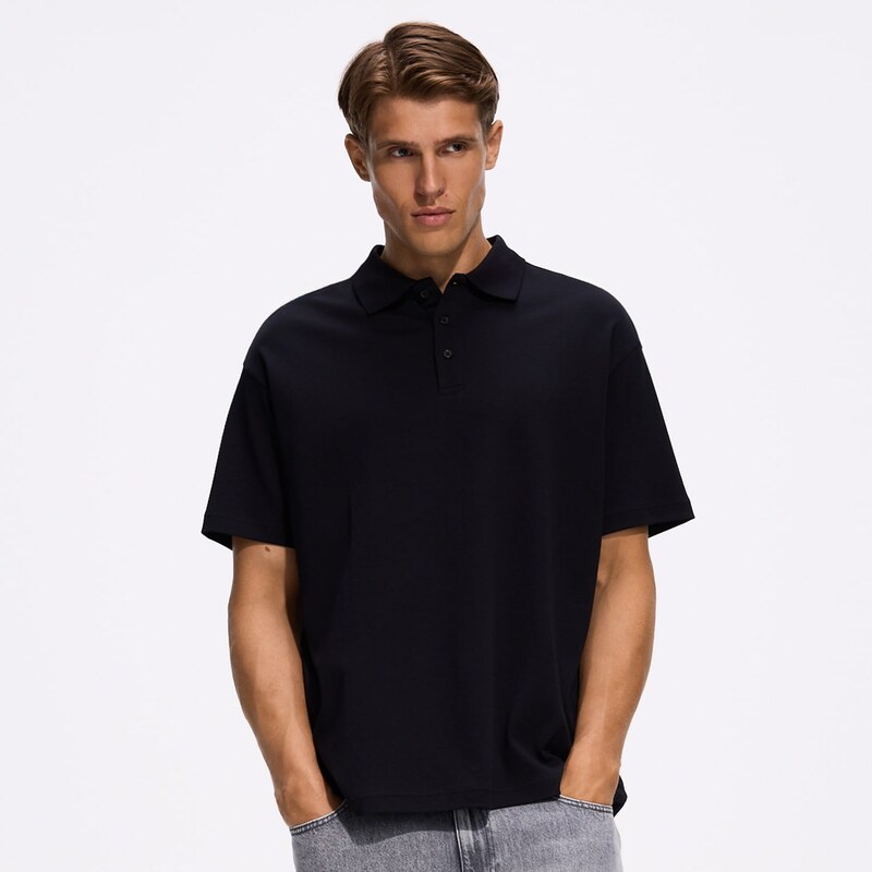 Reserved - Polo tričko boxy - černý