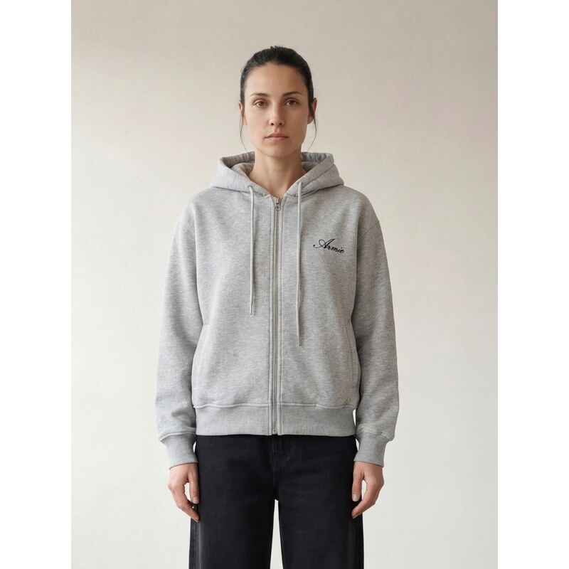 ARMIE Mikina The Kim Zip Hoddie světle šedá
