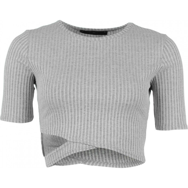 Rock and Rags Ribbed Crop Top, grey