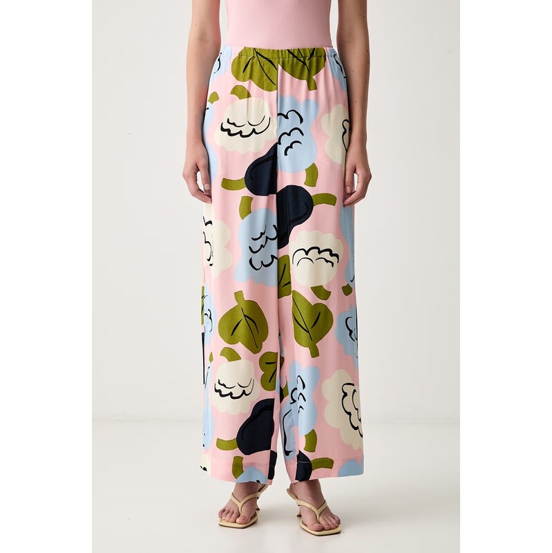 Marimekko kalhoty se širokými nohavicemi dámské z viskózy