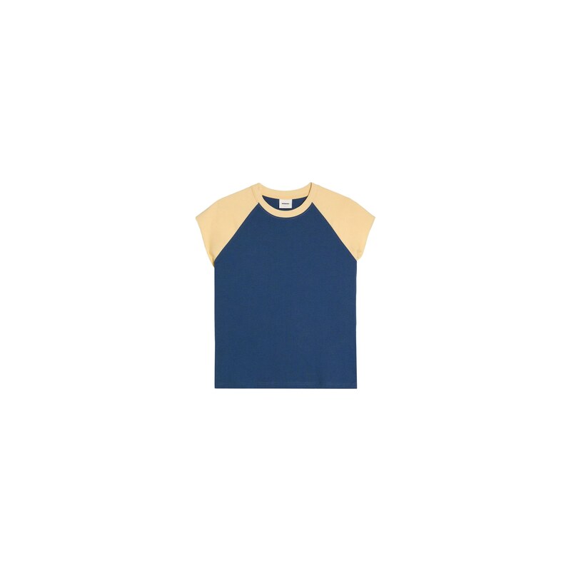Bershka Tričko enciánová modrá / broskvová