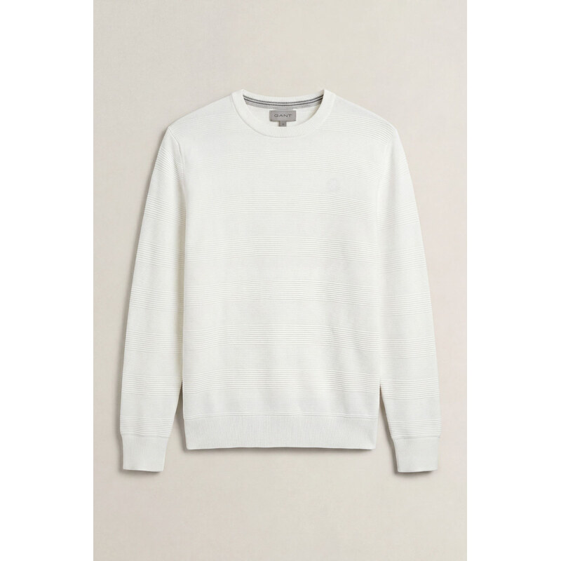 SVETR GANT COTTON TEXTURE C-NECK EGGSHELL